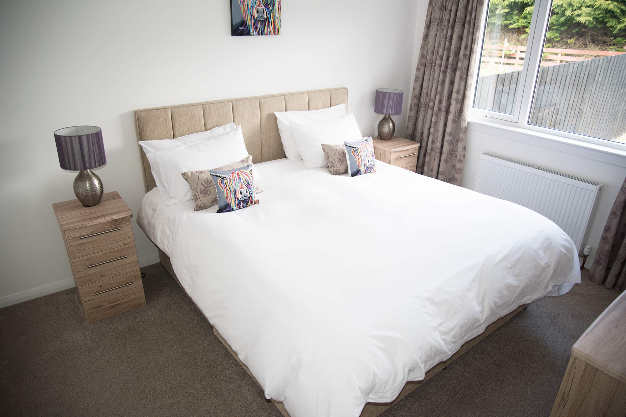 King size double bed self catering accommodation in Portree on the Isle of Skye